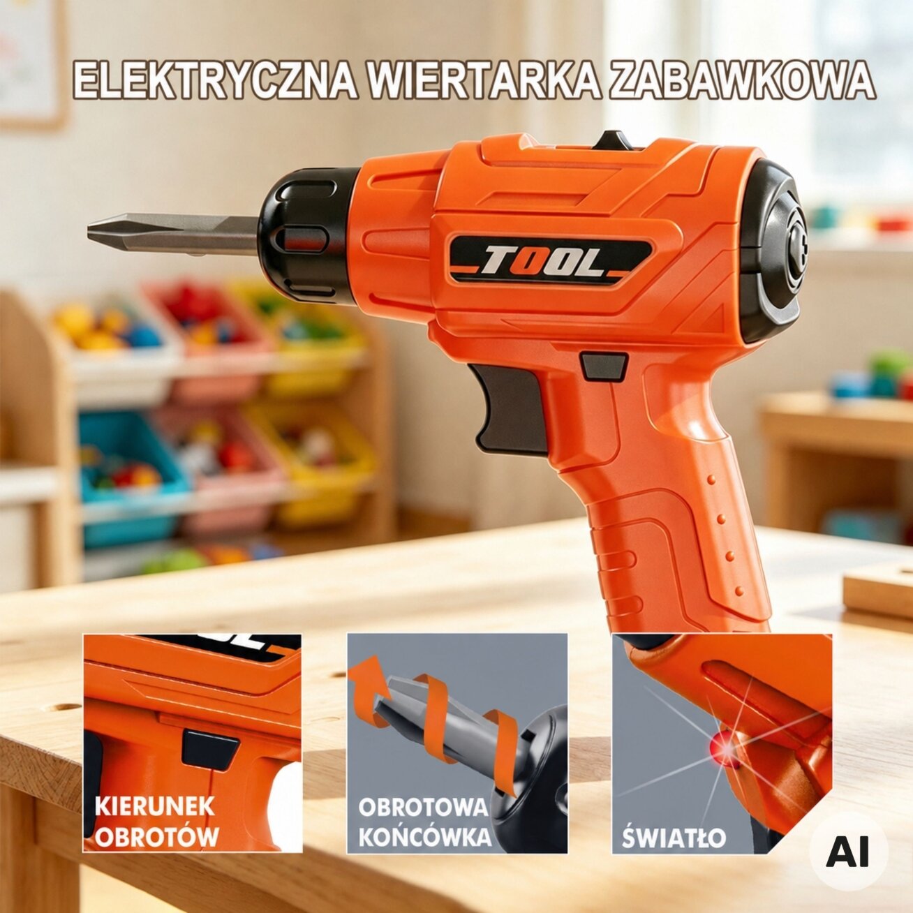 WOOPIE Įrankių rinkinys lagamine 78 el. Mažasis meistras Akumuliatorinis gręžtuvas Šviesa 3 WOOPIE Įrankių rinkinys lagamine 78 el. Mažasis meistras Akumuliatorinis gręžtuvas Šviesa 3