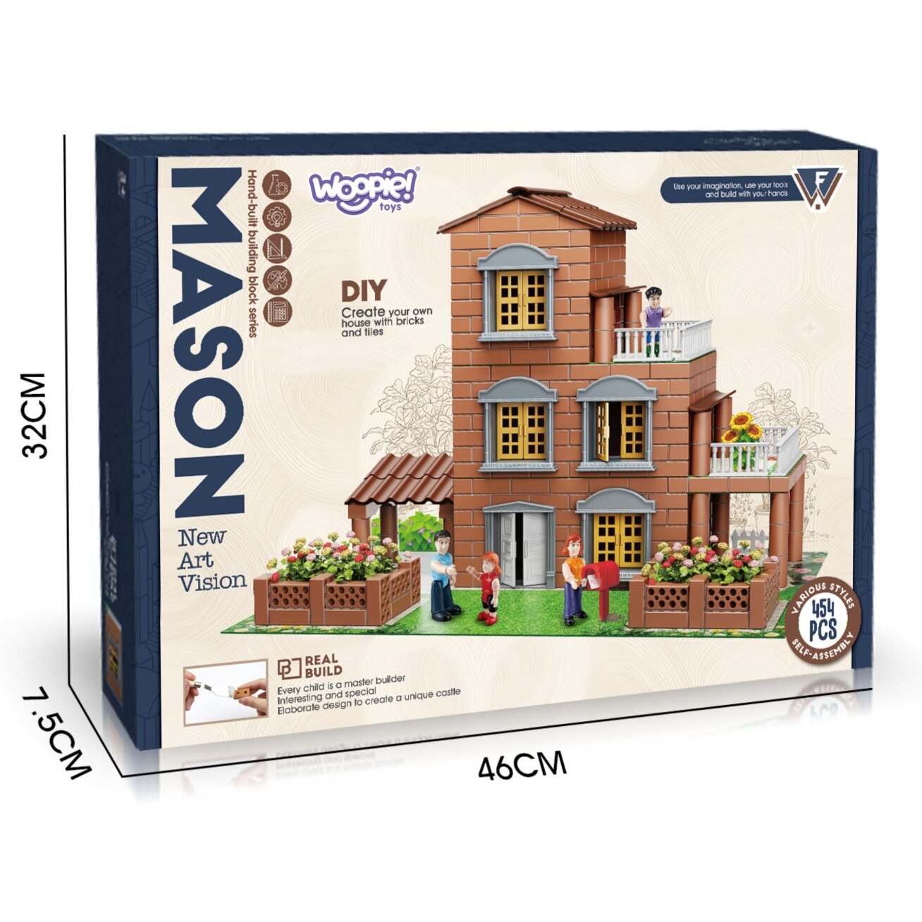 WOOPIE Konstrukcinis rinkinys Vila iš plytelių 454 vnt. Mažasis architektas 4