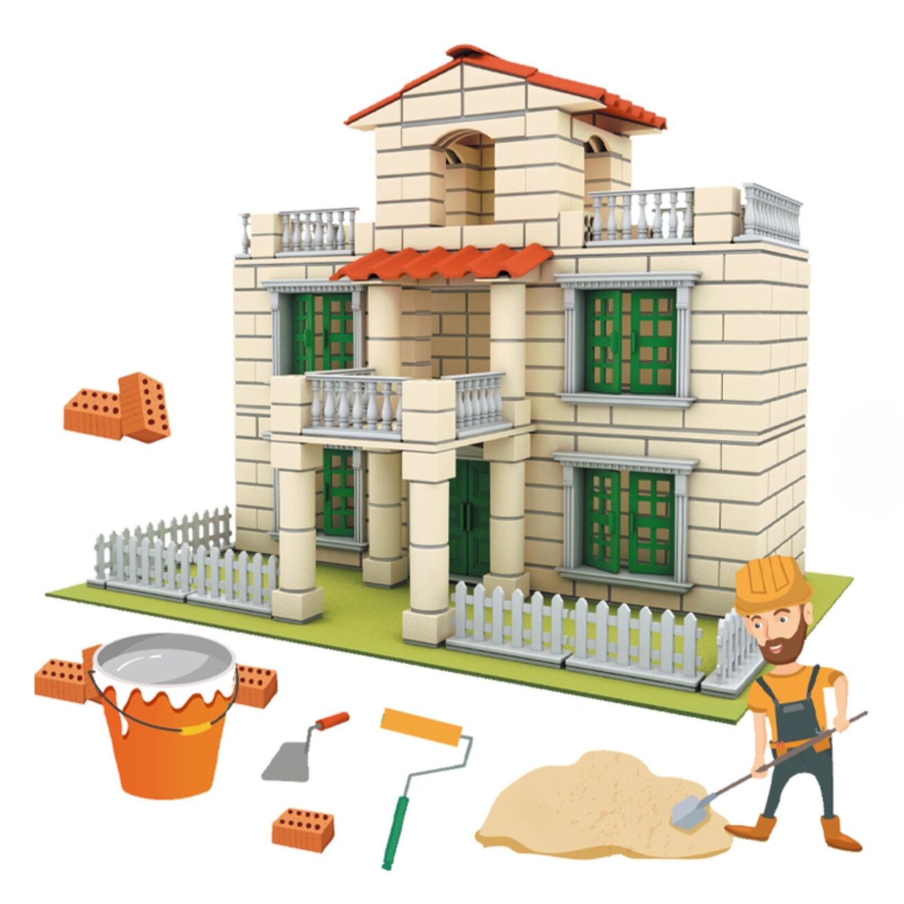 WOOPIE DIY konstruktorių rinkinys Vila iš plytelių 352 el. vaikams 3