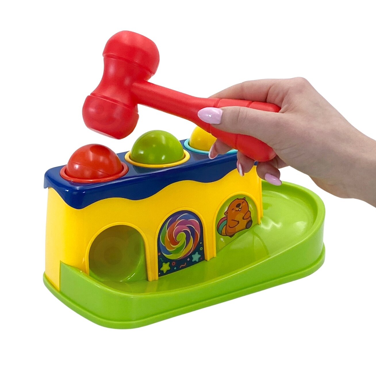 WOOPIE BABY Spalvingas kamuoliukų kalimo žaidimas su plaktuku Montessori 4 WOOPIE BABY Spalvingas kamuoliukų kalimo žaidimas su plaktuku Montessori 4
