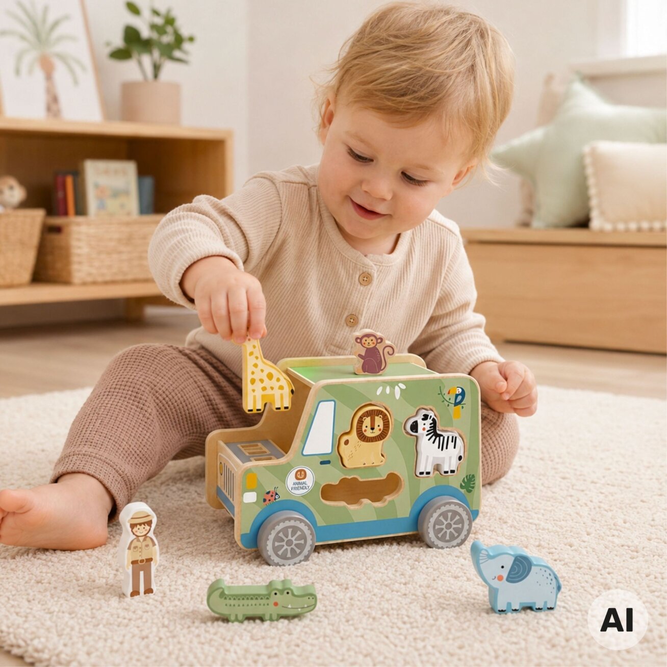 TOOKY TOY Safari veiklų kubo automobilis 1 TOOKY TOY Safari veiklų kubo automobilis 1