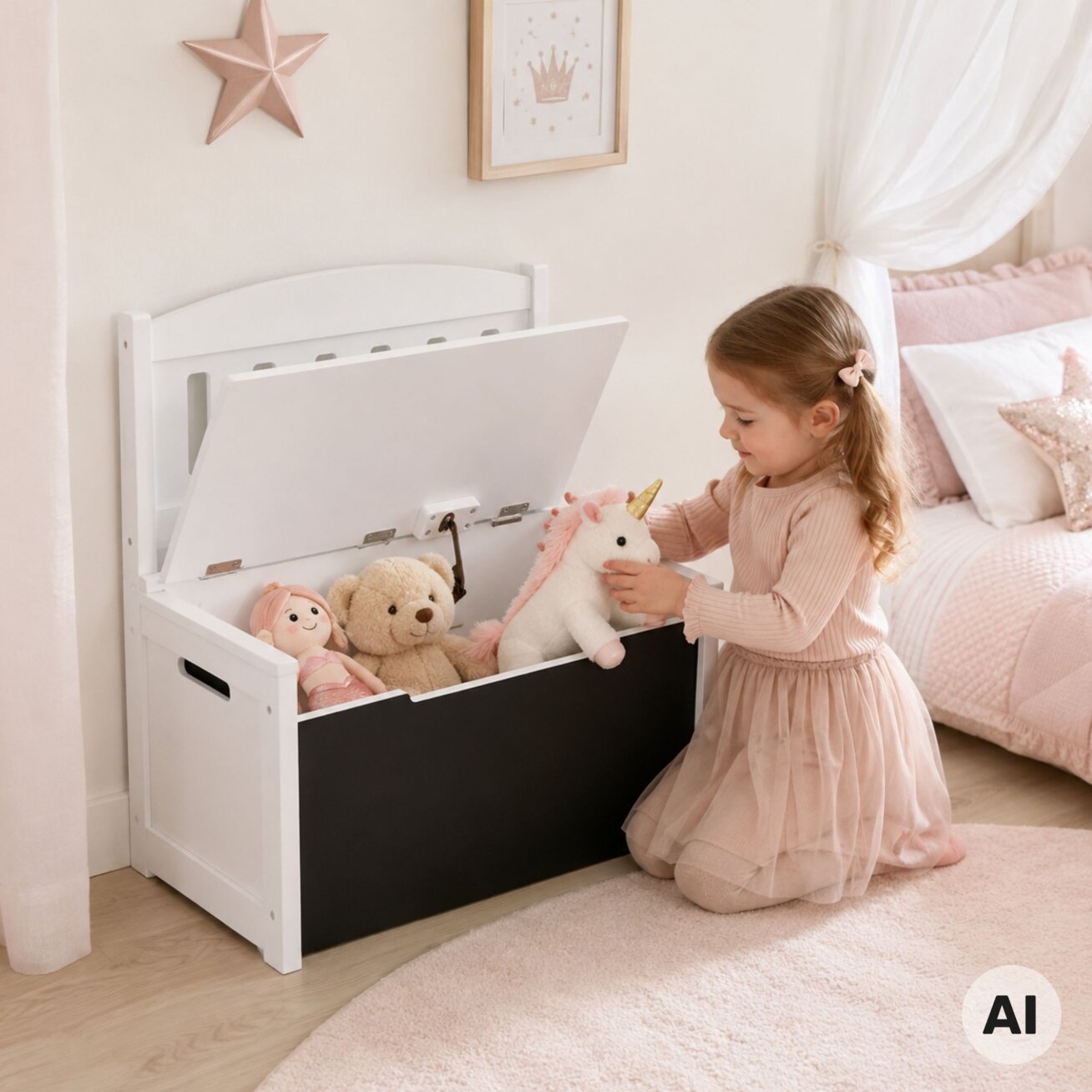 Tooky Toy medinė 3in1 žaislų dėžė, suoliukas su piešimo lenta 2 Tooky Toy medinė 3in1 žaislų dėžė, suoliukas su piešimo lenta 2