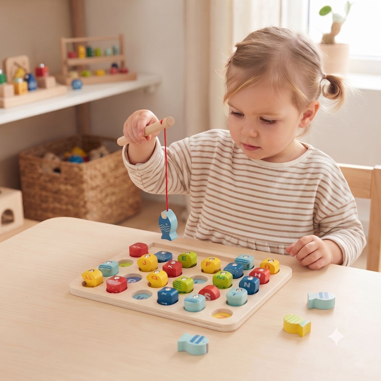 Tooky Toy Medinis žaidimas Žvejyba Raidžių mokymasis 29 el. 2