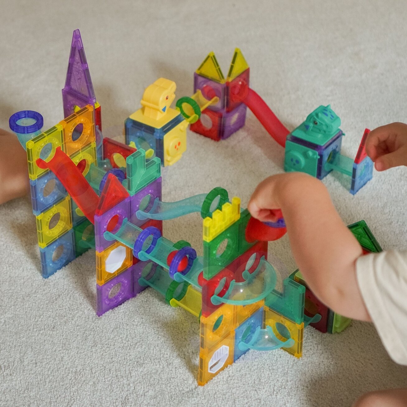 WOOPIE Magnetiniai konstrukciniai 3D kaladėlės edukacinis rinkinys kamuoliukų trasa 170el. 2