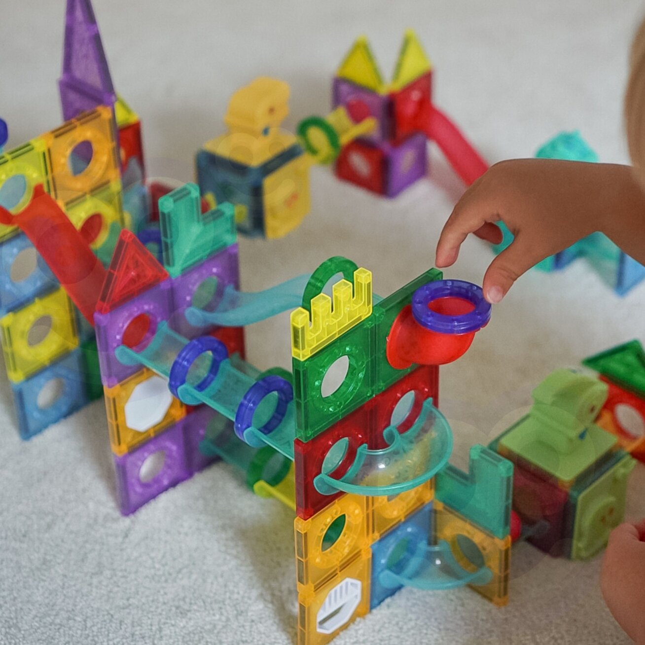 WOOPIE Magnetiniai konstrukciniai 3D kaladėlės edukacinis rinkinys kamuoliukų trasa 170el. 5