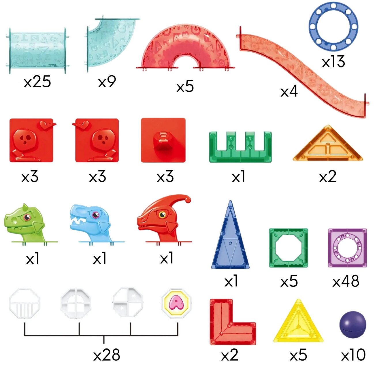 WOOPIE Magnetiniai konstrukciniai 3D kaladėlės edukacinis rinkinys kamuoliukų trasa 170el. 7
