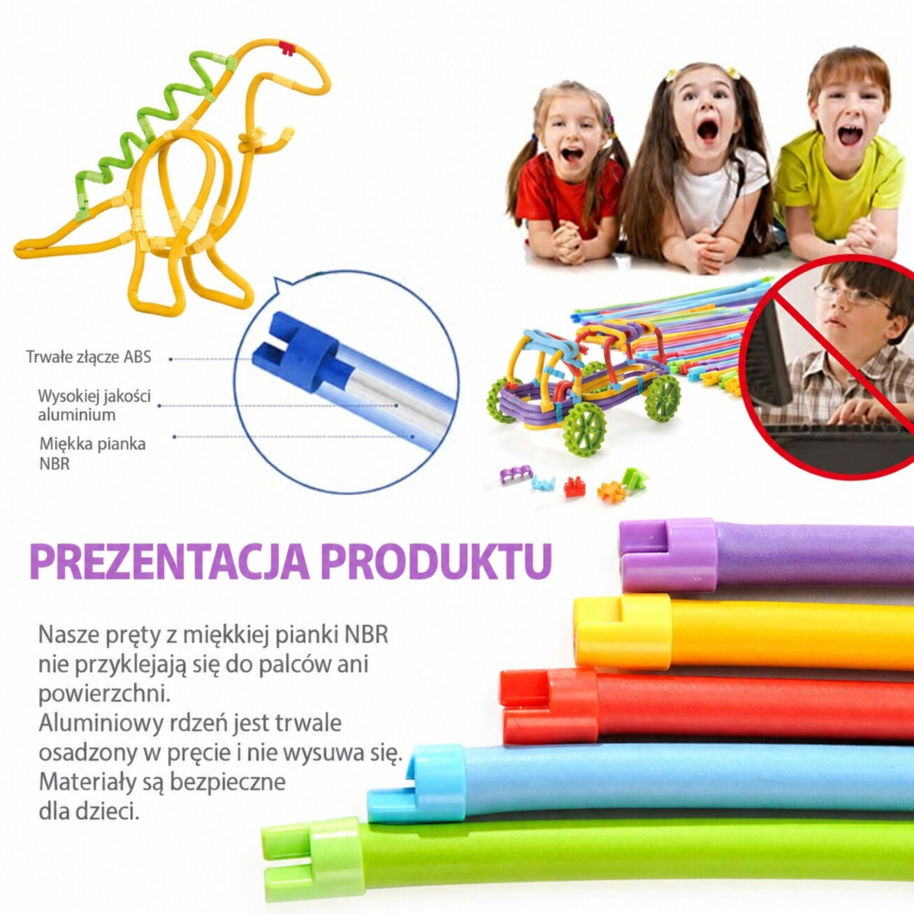 WOOPIE konstravimo šiaudelių 3D rinkinys, lazdelės ir vamzdeliai, kūrybinis rinkinys, 150 vnt. 3 WOOPIE konstravimo šiaudelių 3D rinkinys, lazdelės ir vamzdeliai, kūrybinis rinkinys, 150 vnt. 3