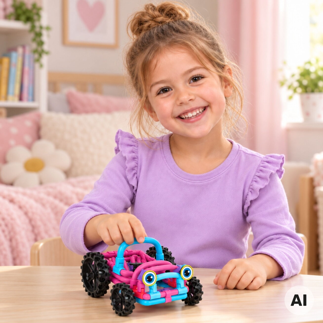 WOOPIE minkštos 3D konstravimo kaladėlės, 44 elementai, rožinis visureigis 1 WOOPIE minkštos 3D konstravimo kaladėlės, 44 elementai, rožinis visureigis 1