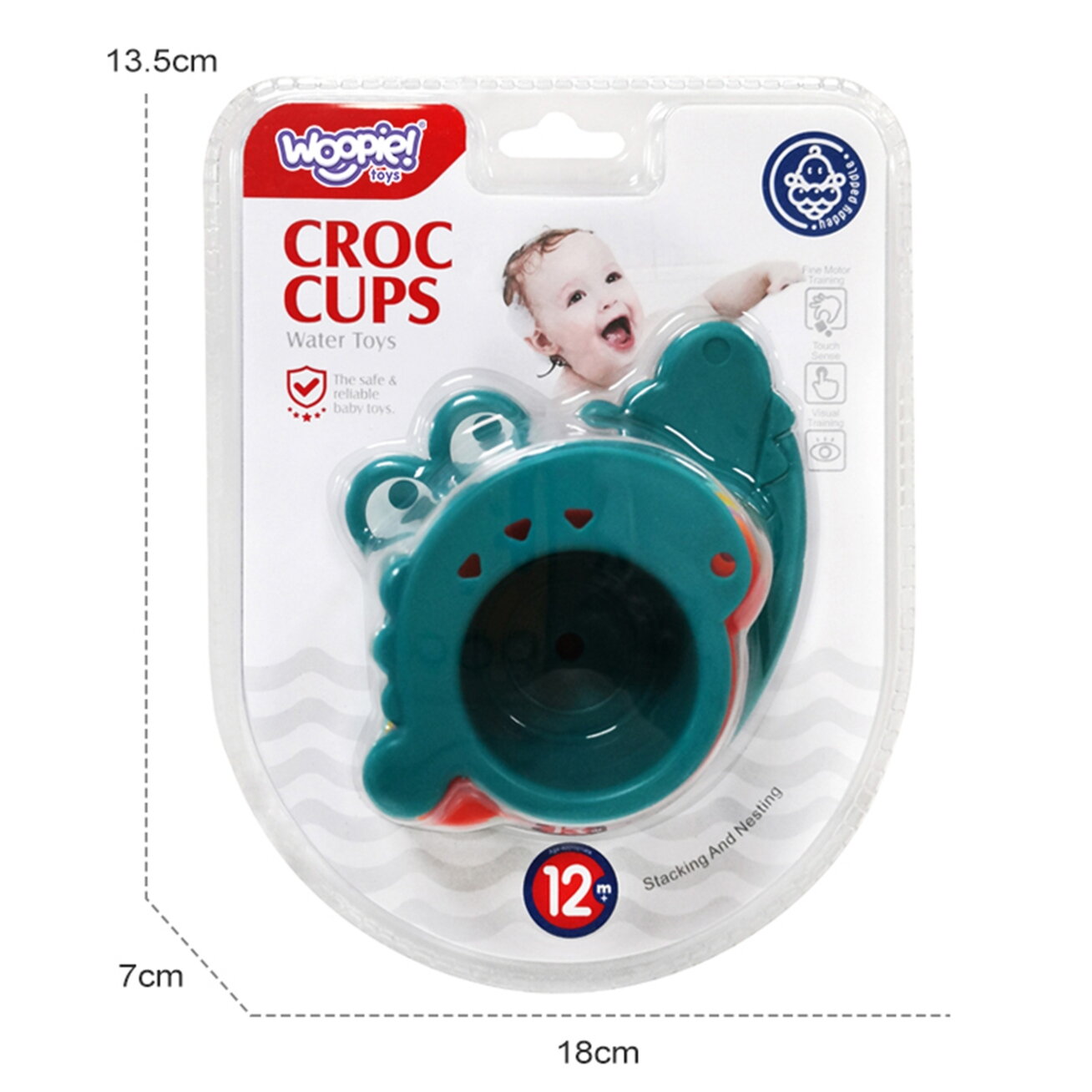 WOOPIE BABY vonios žaislas – vandens perliejimo puodeliai „Krokodiliukas“ 5