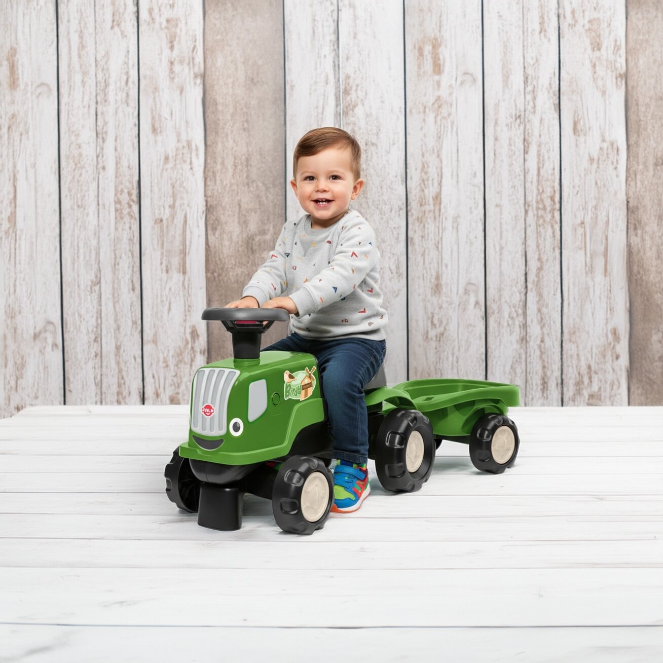 FALK Ežiukas traktorius su priekaba Birdy Farm žalias 1–3 m. 1