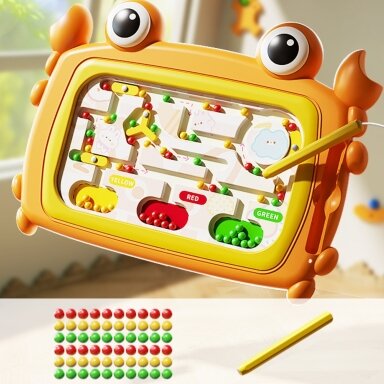 WOOPIE Montessori magnetinė lenta Labirintas Krabas Oranžinė
