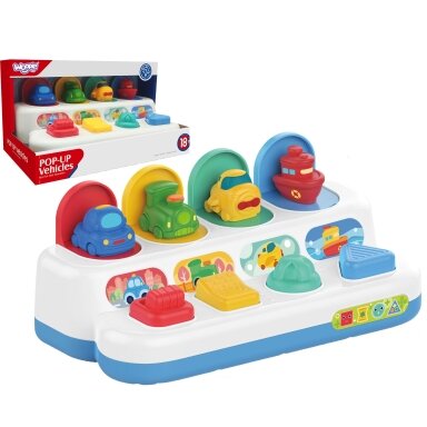 WOOPIE BABY edukacinis žaislas iššokantys transporto priemonės POP-UP