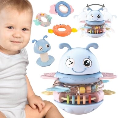 WOOPIE Baby Vanka Vstanka sensorinis žaislas 2in1 barškutis kramtukas