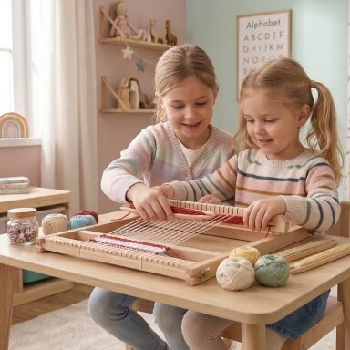 VIGA medinės staklės – audimo dirbtuvės, Montessori audimo rinkinys
