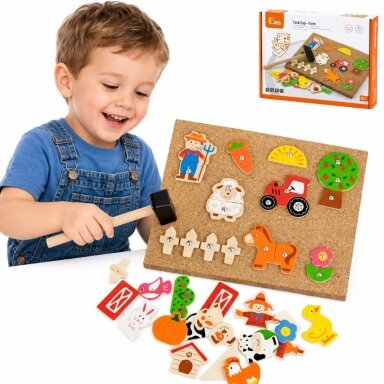 VIGA medinė kalimo mozaika Ūkis kamštinė lenta Montessori