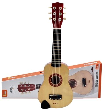 Viga medinė vaikiška gitara, natūrali 21 colio, 6 stygų Viga medinė vaikiška gitara, natūrali 21 colio, 6 stygų
