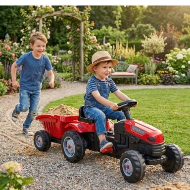 WOOPIE Pedalinis traktorius Farmer GoTrac MAXI su priekaba, tylūs ratai