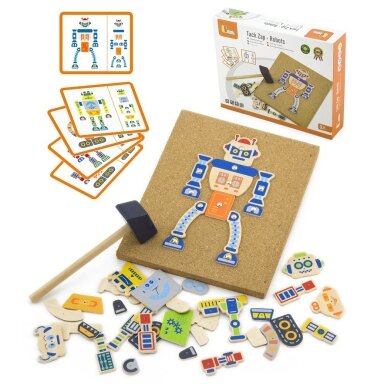 VIGA medinė kalimo mozaika Robotai 45 elementai Montessori