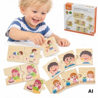 VIGA Medinė dėlionė Puzzle Suderink vaikų veiklas
