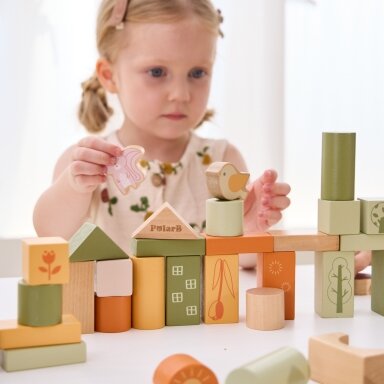 VIGA PolarB medinės kaladėlės Montessori gyvūnai 50 vnt.