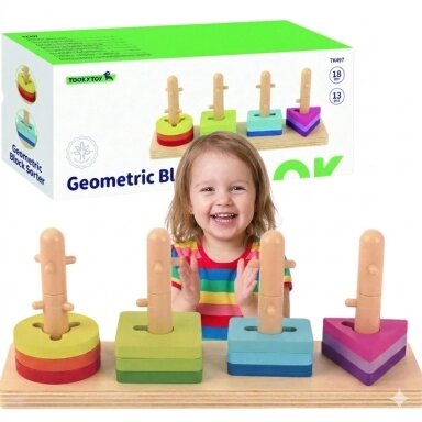 TOOKY TOY formų rūšiuoklis su spalvotomis Montessori kaladėlėmis