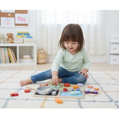 TOOKY TOY Medinė virtuvėlė su priedais – mažojo virėjo rinkinys