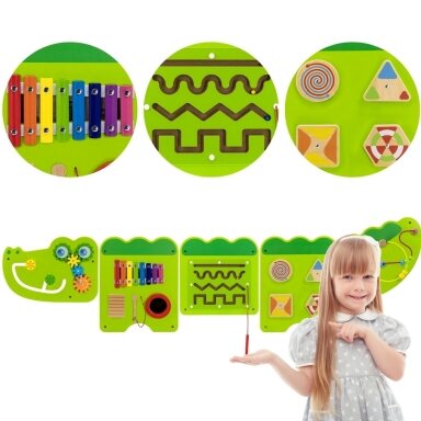 VIGA sensorinė manipuliacinė lenta Krokodilas FSC sertifikatas Montessori