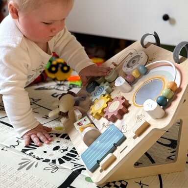 WOOPIE GREEN  Manipuliacinė edukacinė sensorinė lentelė Namelis Montessori 2in1 8 el.