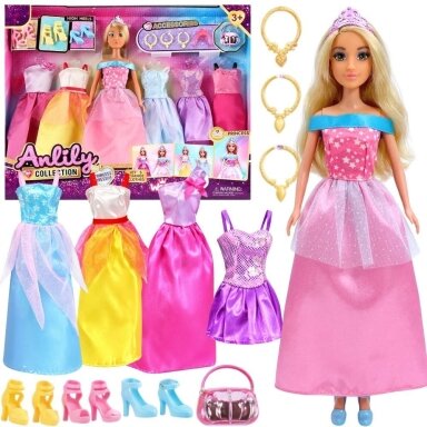 WOOPIE ROYAL 5 balių suknelių rinkinys su aksesuarais ir lėle