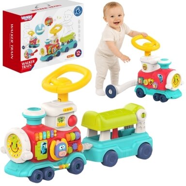 WOOPIE BABY Lokomotyvas stumdukas – paspirtukas 2in1 interaktyvus traukinys