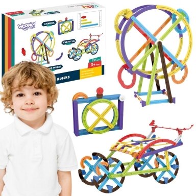 WOOPIE 3D edukacinės matematinės konstrukcinės kaladėlės 155 el.