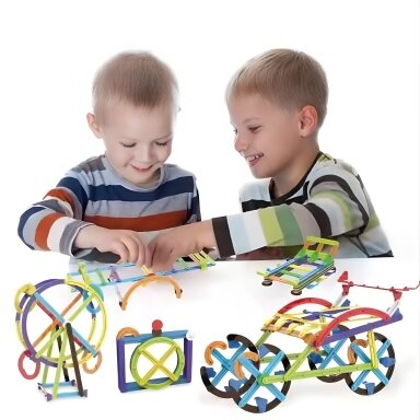 WOOPIE 3D edukacinės matematinės konstrukcinės kaladėlės 155 el.