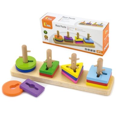 VIGA medinės kaladėlės su Montessori formų rūšiuokle