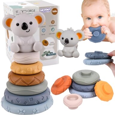 WOOPIE BABY Edukacinis rinkinys Piramidėlė Koala 2in1 kramtukas