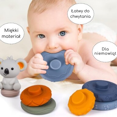 WOOPIE BABY Edukacinis rinkinys Piramidėlė Koala 2in1 kramtukas