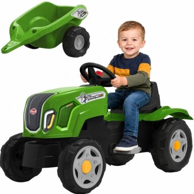 FALK pedalinis traktorius Claas Terra Maxx su priekaba ir atidaromu variklio gaubtu 2-6 m.