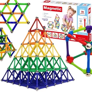 WOOPIE Magnetinės konstrukcinės kaladėlės kūrybinė dėlionė 70 vnt.