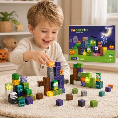 WOOPIE Šviečiantys magnetiniai blokeliai Helovinas 63 el.