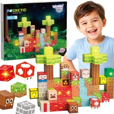 WOOPIE Magnetinės konstrukcinės kaladėlės Miškas 75 el.