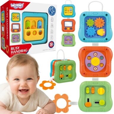 WOOPIE BABY Sensorinis manipuliacinis kubas 6in1 edukacinis interaktyvus žaislas