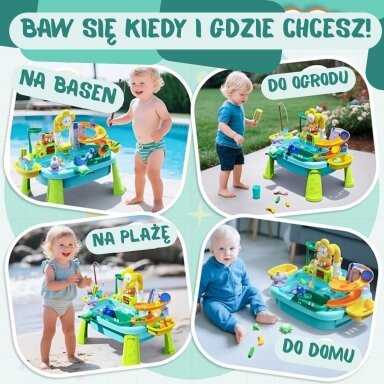 WOOPIE Vandens staliukas 4in1 žaidimas Žuvyčių gaudymas Kriauklė Vandens čiuožykla Gėlytė WOOPIE Vandens staliukas 4in1 žaidimas Žuvyčių gaudymas Kriauklė Vandens čiuožykla Gėlytė