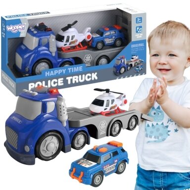 WOOPIE Mėlynas policijos autovežis City Truck garso ir šviesos efektai