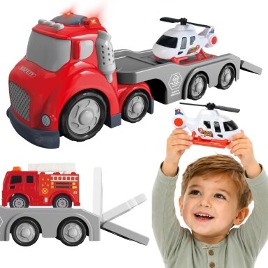 WOOPIE Raudonas ugniagesių tralas City Truck garso ir šviesos efektai