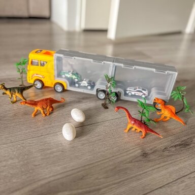 WOOPIE Sunkvežimis-transporteris 2in1 Dinozaurų rinkinys + maketas
