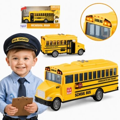 WOOPIE  Interaktyvus elektrinis mokyklinis autobusas 1:20 Šviesa Garsas Dovana
