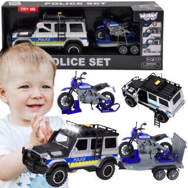 WOOPIE Policijos visureigio rinkinys su priekaba motociklui