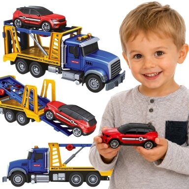 WOOPIE Autovežis Sunkvežimis Transporteris su automobiliuku Šviesa Garsas M 1:14