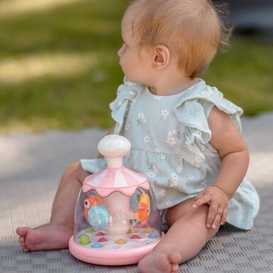 WOOPIE BABY Spalvingi gyvūnėliai rožinis sukutis su kamuoliukais karuselė