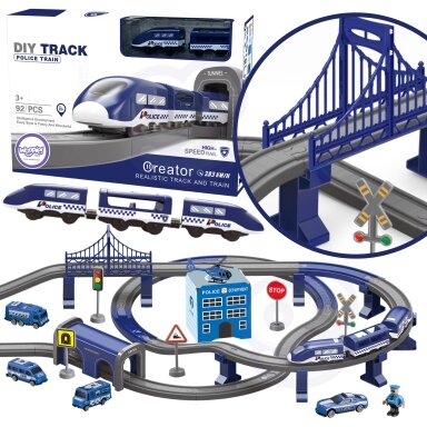 WOOPIE Elektrinis traukinys Automobilių trasa Policijos nuovada Sraigtasparnis Automobiliai 92 el. WOOPIE Elektrinis traukinys Automobilių trasa Policijos nuovada Sraigtasparnis Automobiliai 92 el.