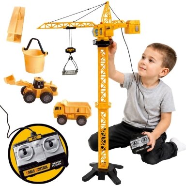WOOPIE nuotoliniu būdu valdomas kranas 103 cm R/C sunkvežimis ekskavatorius + 4 priedai